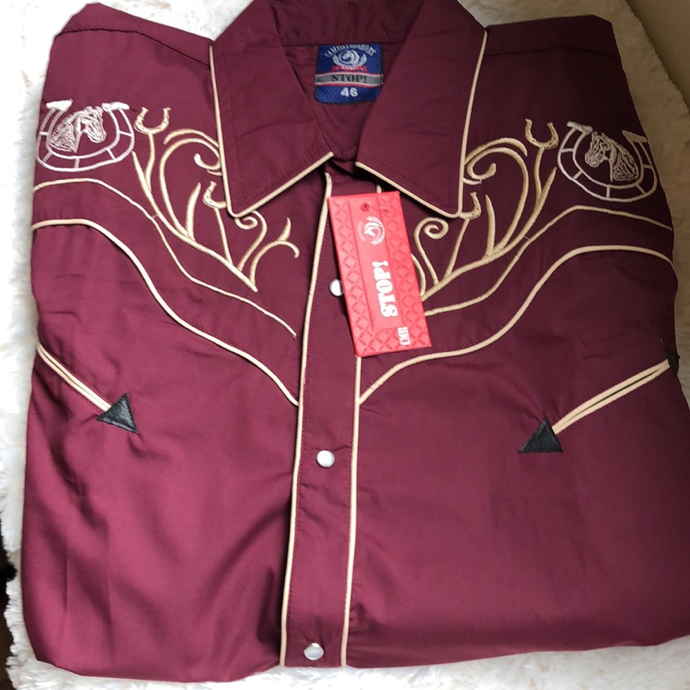 Western Rodeo Shirt CAMISAS CHARRAS made in Mexico Size 46 XXL
